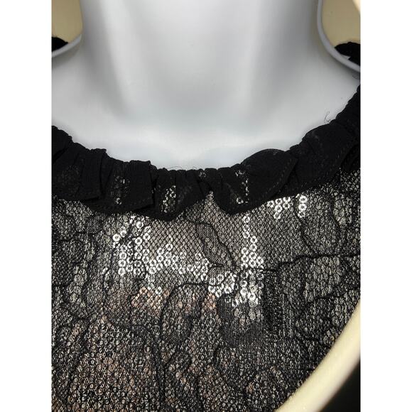 NWT Michael Kors Black Lace Lined Silver Sequin Dress Size Medium - Picture 4 of 13